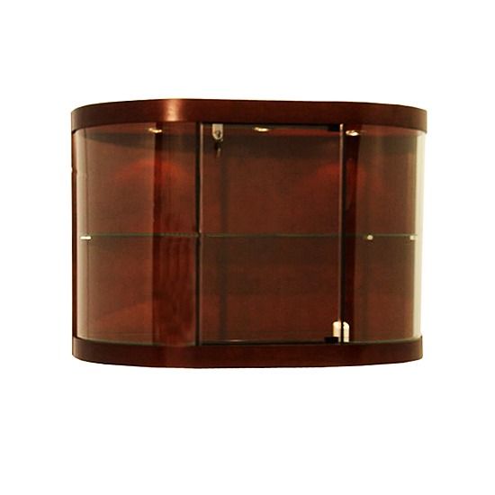 Wall Mounted Curio Cabinet With Curved, Wall Mounted Curio Cabinet