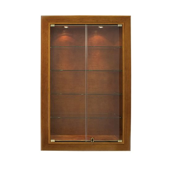 Recessed Wall Mounted Glass Display, Wooden Wall Mounted Display Cabinet