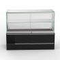 Frameless Glass Display Counter - Half Vision - Black, Rear Quarter View