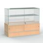 Frameless Glass Display Counter - Half Vision - Maple, Rear Quarter View