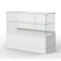 Frameless Glass Display Counter - Half Vision - White, Quarter View