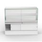Frameless Glass Display Counter - Half Vision - White, Rear View