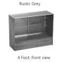 Glass Display Counter, 4ft Rustic Grey, Front