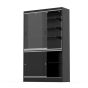 Wall Display Cabinet With Storage - Black - Shown With Doors Open