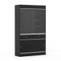 Display Cabinet With Storage and Drawers - Black - Side View