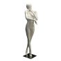 Female Egg Head Mannequin - Left Arm Bent, Right Arm at Chin Pose