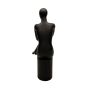 Seated Female Mannequin - Matte Black With Pedestal Stool - Rear View