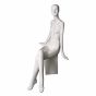 Female Abstract Mannequin With Facial Features - Seated Pose with Crossed Legs - Side View