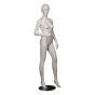 Female Mannequin - White With Molded Features - Standing Pose with Arm Bent - Side View