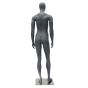 Female Sports Mannequin, Egg Head Style, Matte Grey - Rear View
