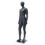 Female Sports Mannequin, Egg Head Style, Matte Grey - Side View
