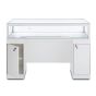 Display Case for Jewelry - White with Silver Frame - Rear View with Door Open