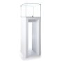 Glass Pedestal Showcase - White - Quarter View