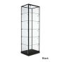 Black Glass Tower Display Case with Glass Top - Shown with optional side lights - 1