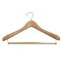 Premium Contoured Thick Suit Hanger With Lock Bar - Light Wood