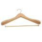 Premium Contoured Thick Suit Hanger With Lock Bar - Light Wood - Top View