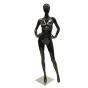 Gloss Black Female Head Mannequin - Hands on Hip Pose