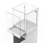 Glass Museum Display Pedestal White  - Showing lockable siding-door access