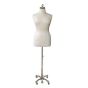 Female Plus Size Body Form Display - Cream With Chrome Vintage Base
