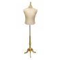 Vintage Male Dress Form - Cream With Natural Wood Tripod Base