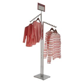 Square Tube Frame With Slant Arms - 2 Way Rack - Shown With Clothing
