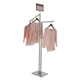 2 Way Rack, Square Tube, Straight arm and Waterfall Arm - Shown in use with optional sign holder