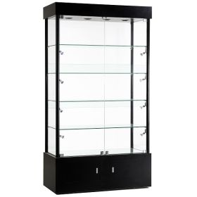 Rectangular Showcase with Storage Cabinet - Black