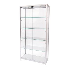 Tall Glass Display Case with Two Doors - White - Quarter View