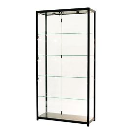 Tall Glass Display Case with Two Doors - Black - Quarter View