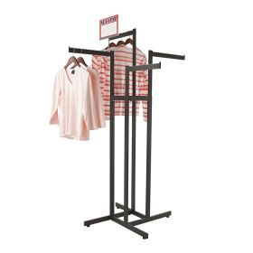 Black 4 Way Rack , Straight 'Blade' Arms - Shown In Use with optional sign holder