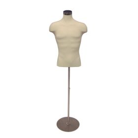 Mens Dress Form with Shoulders - Cream/ White Jersey Covering