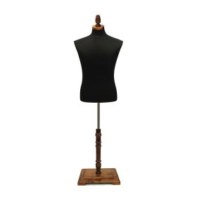 Classic Mens Dress Form with Antique Style Base - Black