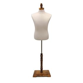 Classic Mens Dress Form with Antique Style Base - Cream-White 