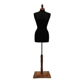 Classic Female Dress form With Antique Style Base - Black
