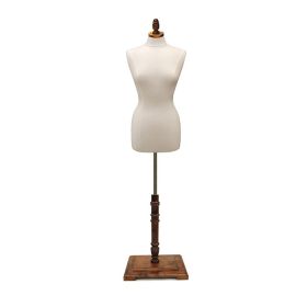 Classic Female Dress form With Antique Style Base - Cream