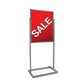 Free Standing Sign Holder, 22" x 28" - Chrome Finish (shown with sign)