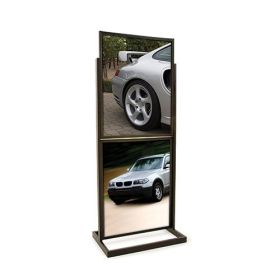 Poster Frame Stand, Two Tier, Matte Black, 22" x 28" - Shown with graphic