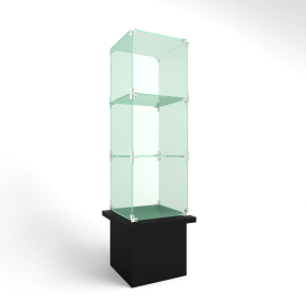 Glass Tower Display - 14" 3 Tier - Shown With Black Base