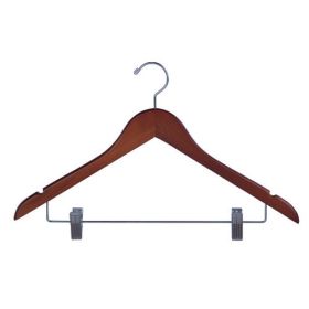 6 Pieces New Dark Brown Roller Wood Clothes Flat Hangers US BASED 