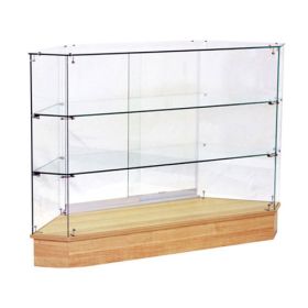 Corner Glass Display Case - Maple
