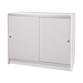 48" Retail Display Case - Full Vision, White Rear View