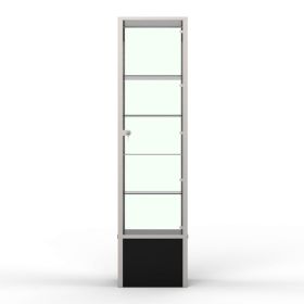 Square Tower Showcase - Silver With Black Base - Front View