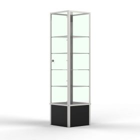 Square Tower Showcase - Silver With Black Base - Side View