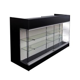 6FT Cash Wrap With Front Showcase - Black - Side View