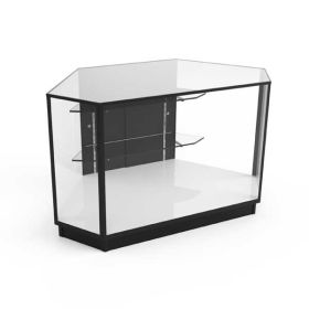 Black Corner Glass Display Case - Full Vision - Top View