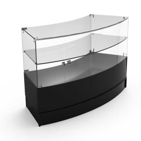 Curved Retail Display Case, Half Vision, With Storage