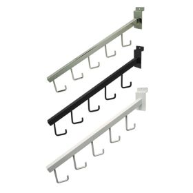 Slatwall Waterfall Arm with Hooks, Black, White and Chrome