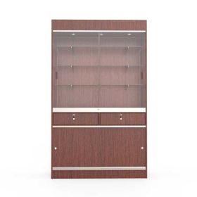 Display Cabinet With Storage and Drawers - Cherry - Front View