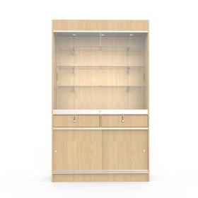 Display Cabinet With Storage and Drawers - Maple - Front View