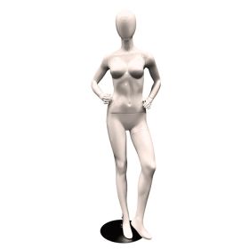 Female Mannequin, Gloss White - Arms on Hips Pose